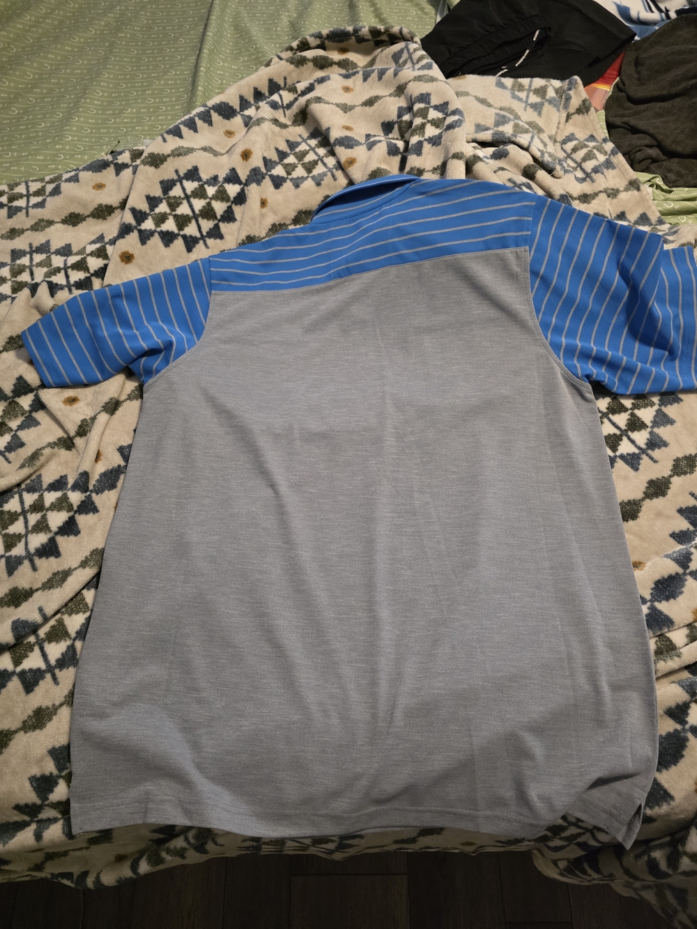 Mens Short-Sleeve Polo Shirt in Blue and Gray NWT